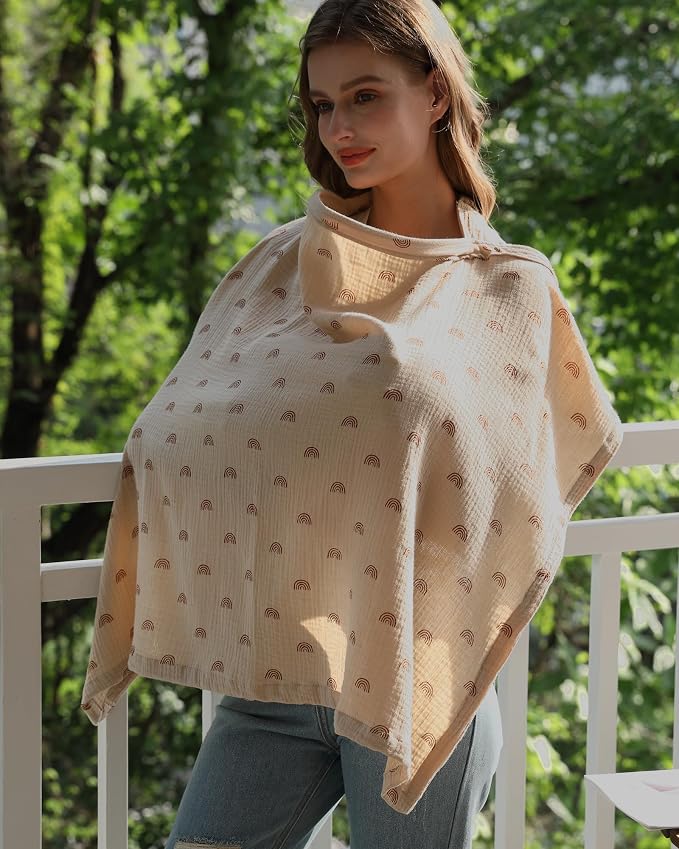Muslin Nursing Cover for Baby Breastfeeding, Breathable 100% Cotton - Image 4
