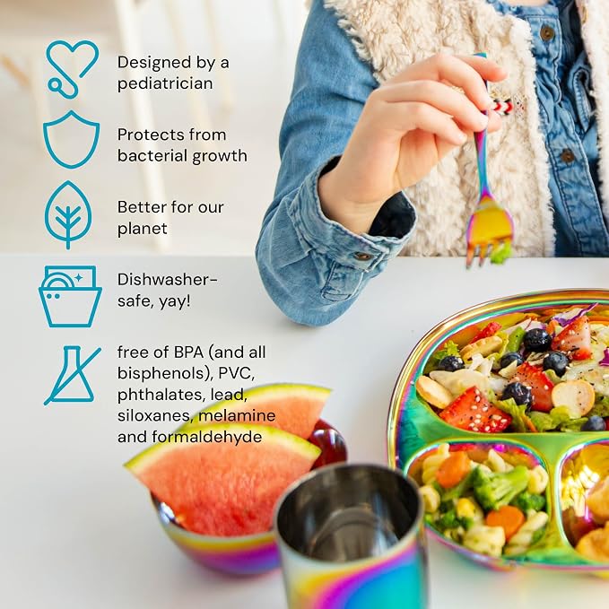 Ahimsa Stainless Steel Kids Dinnerware Set - Image 3