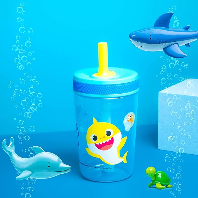 Zak Designs 15oz Baby Shark Kelso Tumbler Set, Leak-Proof Screw-On Lid - Image 3
