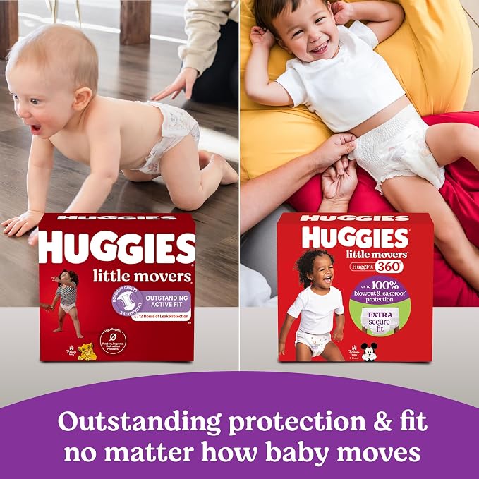 Huggies Size 3 Baby Diapers, Little Movers HuggFit 360° Baby Diapers - Image 9