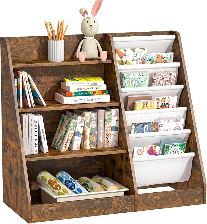 Kids Bookshelf for Bedroom Toddler Children Baby Bookcase 4-Tier for Nursery by HedoAjim