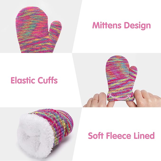 Kids Toddlers Winter Beanie Hats Gloves Neck Scarf Set Mittens Gifts - Image 4