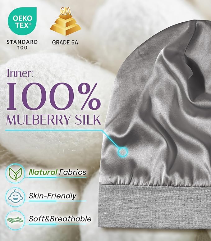 OLESILK Silk Baby Bonnet for 0-6 Months - Image 2
