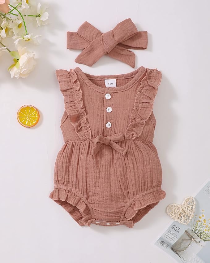 Renotemy Newborn Infant Baby Girl Clothes Rompers Summer Jumpsuits Short Sleeve - Image 2