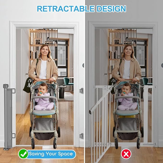 71 inch Retractable Baby Gates, EZIGO Extra Wide Baby Gate - Image 6