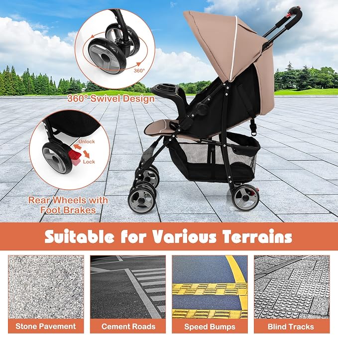 HONEY JOY Travel Stroller, Quick Fold Lightweight Baby Umbrella Stroller - Image 7