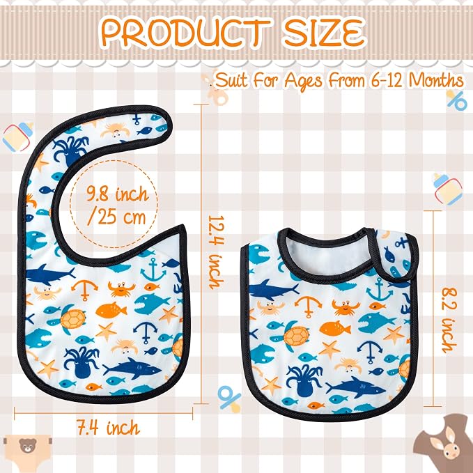 7Pcs Cotton Waterproof Baby Bibs Hook Loop Closure Newborn Bib Keepsake Baby - Image 2