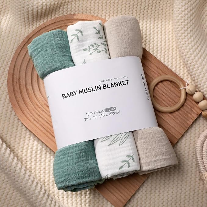 Muslin Swaddle Blankets for Newborn, 3 Pack Breathable Soft Receiving Blanket - Image 7