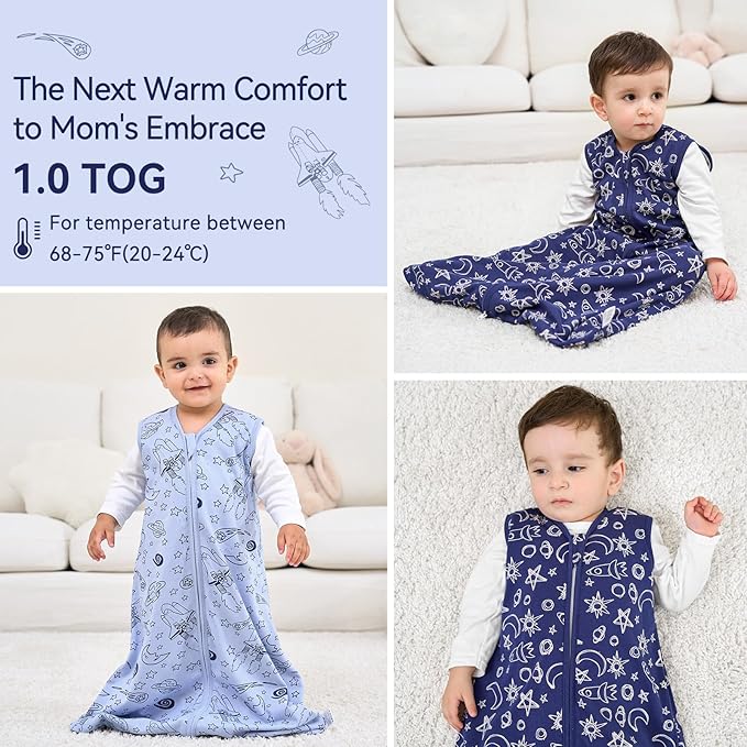Baby Sleep Sack 0-6 Months 1.0 Tog Baby Wearable Blanket 100% Cotton Sleeping - Image 6