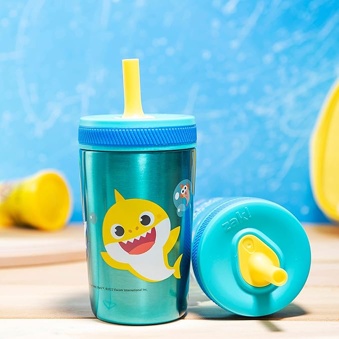 Zak Designs Baby Shark Kelso Tumbler Set, Leak-Proof Screw-On Lid - Image 3