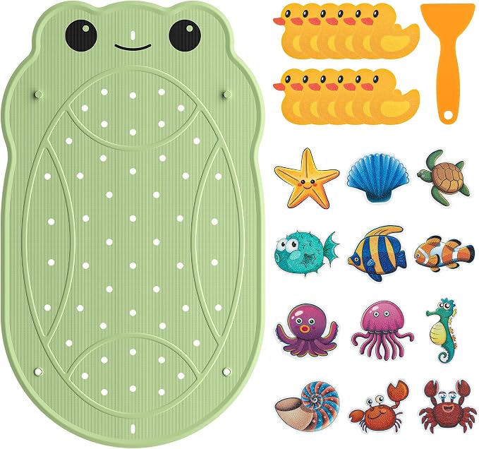 UNEEDE Kids Bathtub Mat with 24PCS Non Slip Bathtub Stickers, Non Slip Shower by UNEEDE