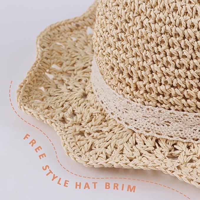 Baby Girl Straw Hat Outdoor Baby Sun Protection Hats Summer Bowknot Beach Cap - Image 4