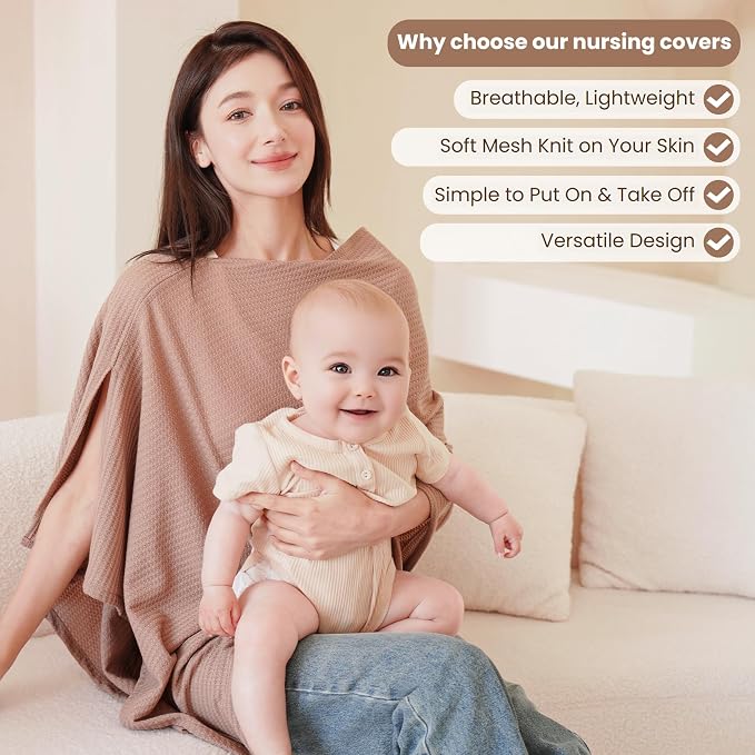 Konssy Nursing Cover for Breastfeeding, Soft & Breathable Privacy Poncho - Image 4