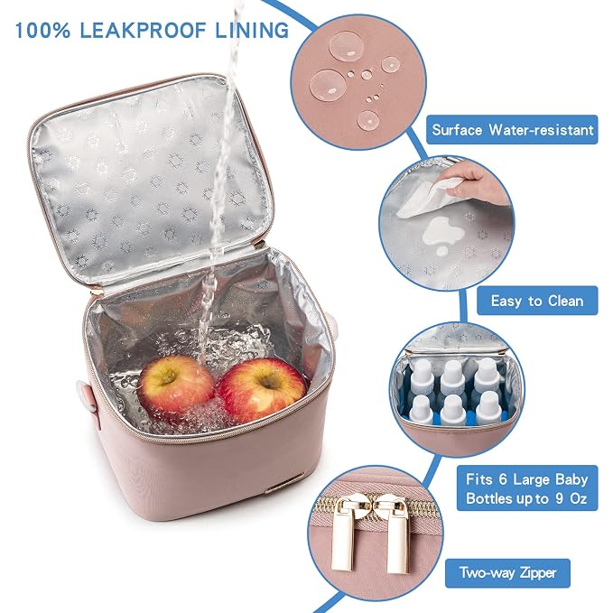 Breast Milk Cooler Bag with Ice Pack Fits 6 Baby Bottles Up to 9 Ounce - Image 2