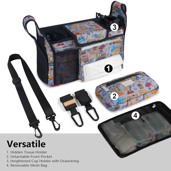 TOPDesign Universal Baby Stroller Organizer, Stroller Caddy - Image 2