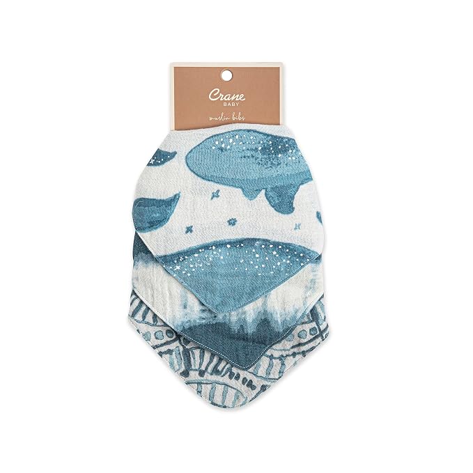 Crane Baby Soft Muslin Baby Bib Set, Adjustable and Absorbent Bandana Style Bibs - Image 6