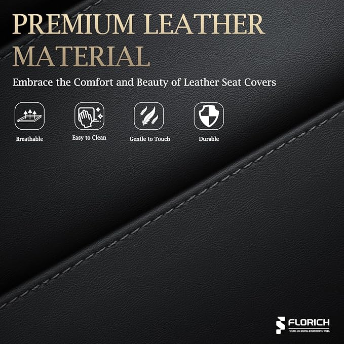 FLORICH Rear Seat Covers Leather Car Seat Covers Waterproof Back Seat Cover - Image 4
