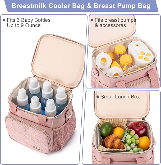 Breastmilk Cooler Bag with Ice Pack Fits 6 Baby Bottles up to 9 Ounce, Breast - Image 4