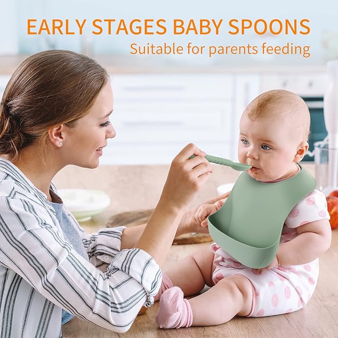 ME.FAN Silicone Baby Feeding Spoons 6 Pack First Stage Infant Spoons - Image 5