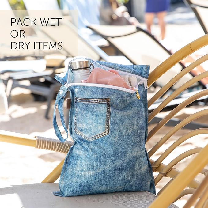 Bumkins Roamio Waterproof Wet Bag & Wet/Dry Clutch Set, Reusable Travel - Image 3