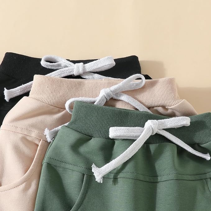 Sejardin Toddler Baby Boy Girl Pants 3 Pack Solid Color Elastic Waist Jogger - Image 4