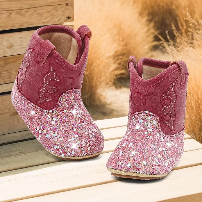 MK MATT KEELY Leather Western Boots Cowboy Bootie Soft Sole Non-Slip Crib Shoes - Image 3
