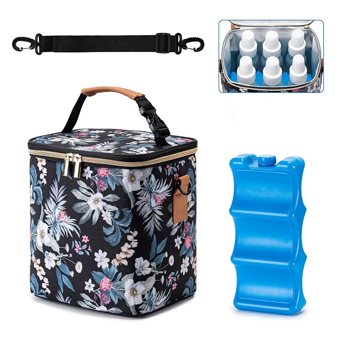 Breastmilk Cooler Bag with Ice Pack Fits 6 Baby Bottles Up to 9 Ounce, Baby by BABEYER