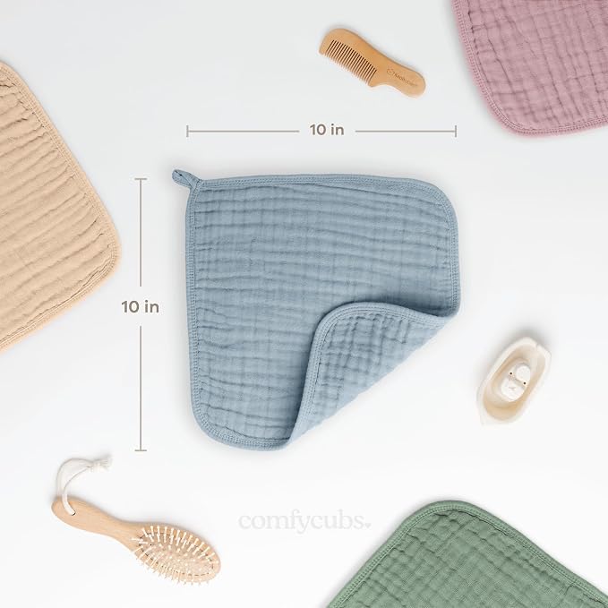 Comfy Cubs Muslin Baby Washcloths 10 Pack - Image 3