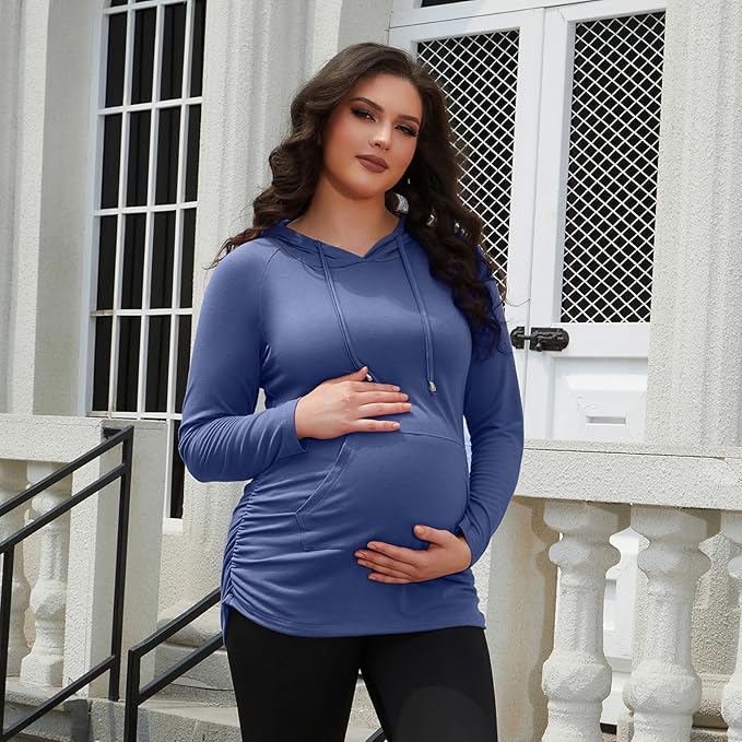 GINKANA Maternity Hoodie Long Sleeves Shirts Casual Maternity Top Pregnancy - Image 3