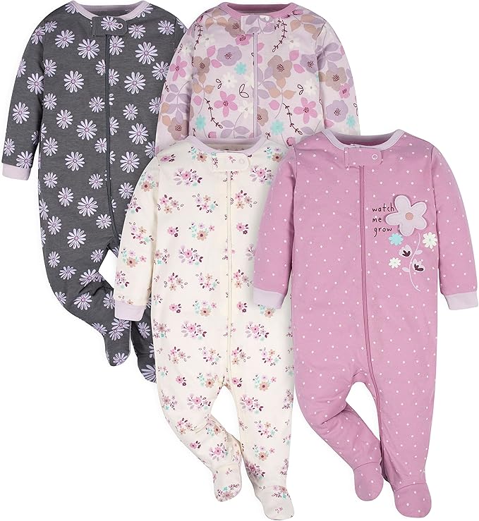 Gerber Baby Girls 4 Pack Sleep 'N Play Footie by Gerber