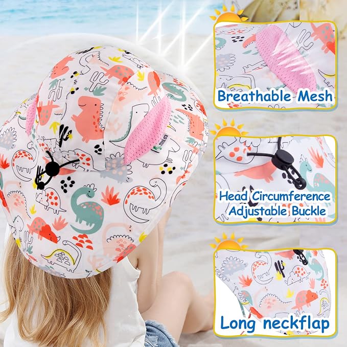 XIAOHAWANG Girls Sun Hat Baby Beach Hats Boys UPF 50+ Kids Summer Protection - Image 2