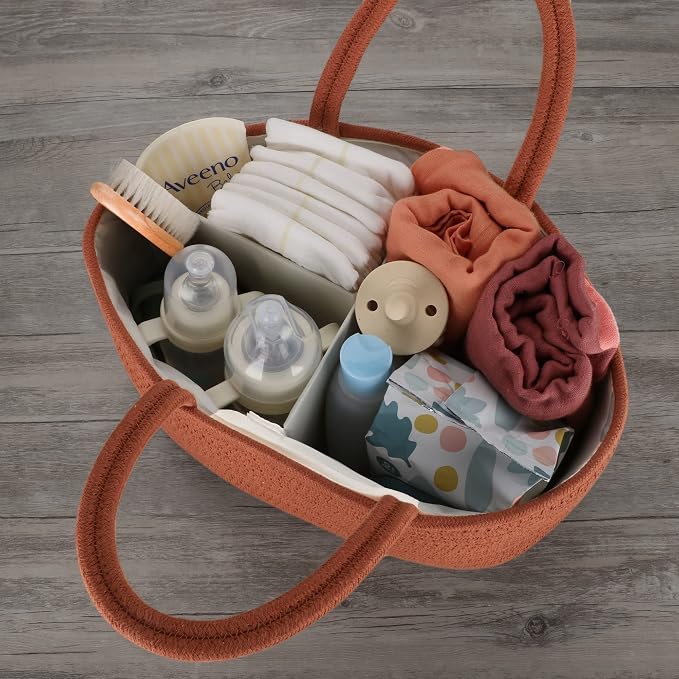 Baby Diaper Caddy Organizer for Girl Boy Cotton Rope Nursery Storage Bin Basket - Image 6