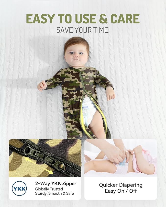 HAPIU Rayon from Bamboo Baby Footed Pajamas, 2 Way Zipper YKK, Footie - Image 4