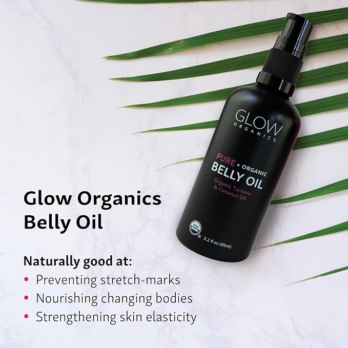 Glow Organics Belly Oil for Pregnancy, Prevents Stretch Marks & Scars, Organic - Image 4