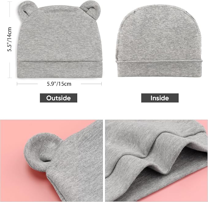 DRESHOW BQUBO 6 Pack Baby Hats for Boys Girls Unisex Baby Hat Soft Knit Cap - Image 7
