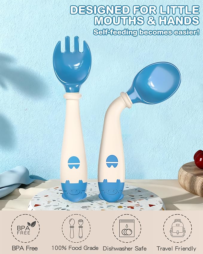Deejoy Toddler Utensils, Self-feeding Flatware Set withTravel Case, Baby Spoons - Image 3