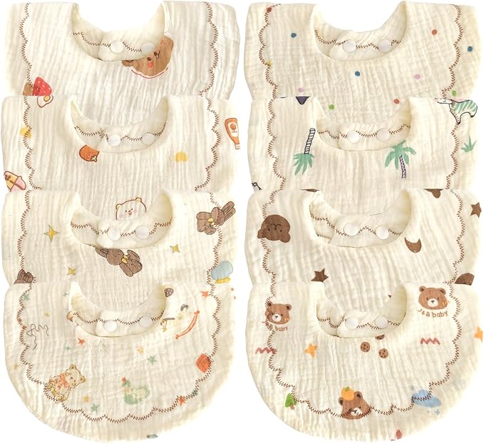EllieHouse Baby Bibs for Girls Boys 8 Pack Muslin Drool Teeth Drooling Teething by EllieHouseVIPBrandExclusive