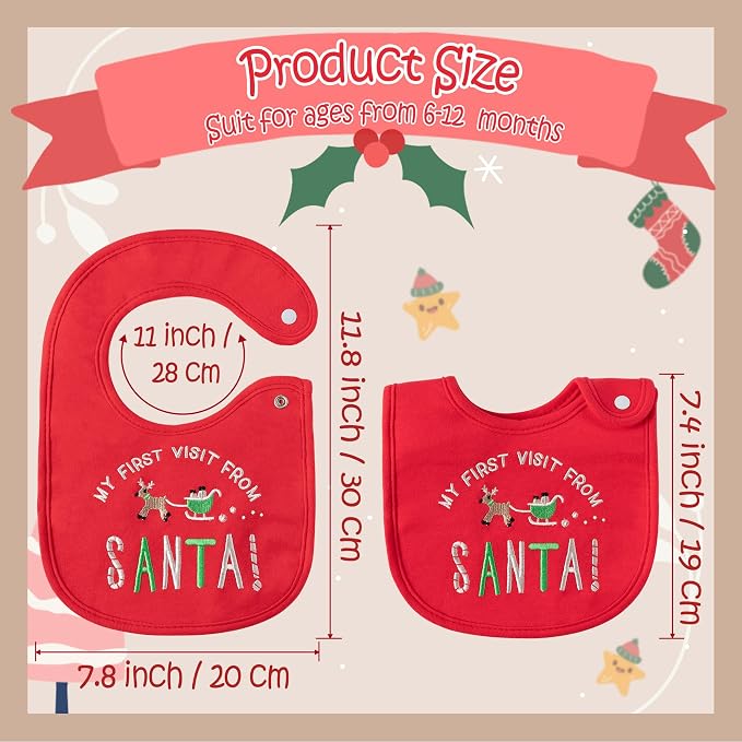 3Pcs Christmas Baby Cotton Bibs - Image 2