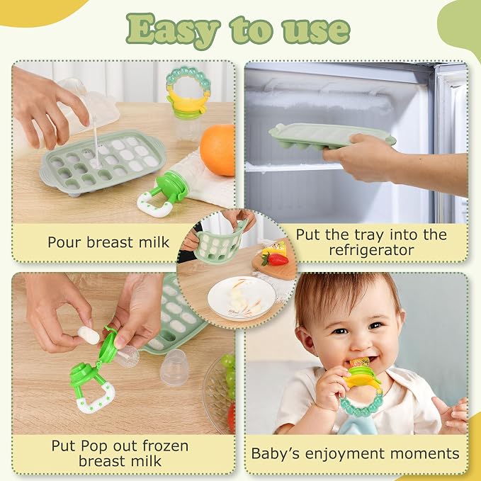 Baby Fruit Feeder & Baby Breastmilk Popsicle Molds-WAJIAYON Silicone Babies - Image 2