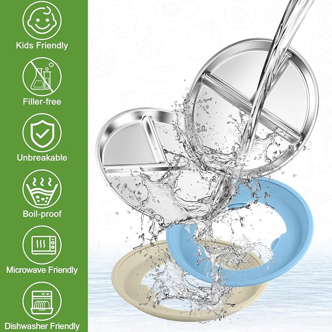 BUSOHA 2 Pack Stainless Steel Kids Plate - Image 8