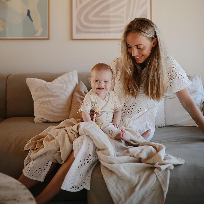 mushie Muslin Baby Swaddle Blanket | 100% Organic Cotton - Image 6