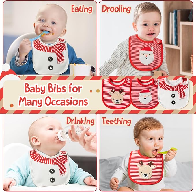 3Pcs Christmas Baby Cotton Bibs - Image 6