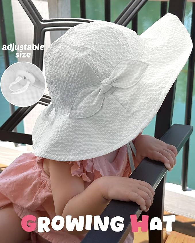 HONGTEYA Baby Sun Hat Toddler Girl Beach Hat Adjustable Outdoor Summer Hat UPF - Image 2