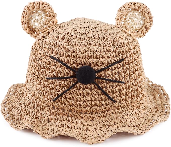 Baby Girl Straw Hat Outdoor Baby Sun Protection Hats Summer Bowknot Beach Cap by JANGANNSA