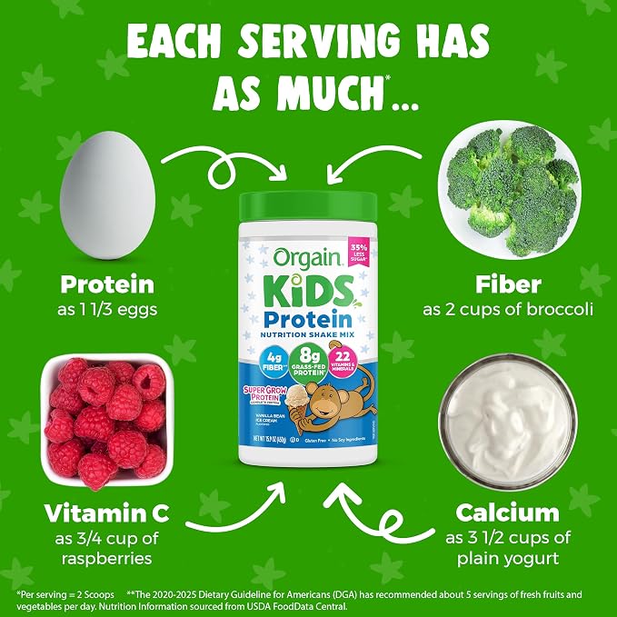 Orgain Kids Protein Powder Shake Mix, Vanilla Bean Ice Cream - 8g Grass-Fed - Image 3