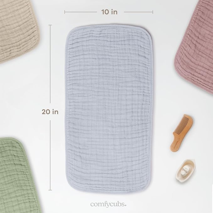 Comfy Cubs Muslin Burp Cloths 20" x 10", Ultra Absorbent 100% Cotton - Image 3