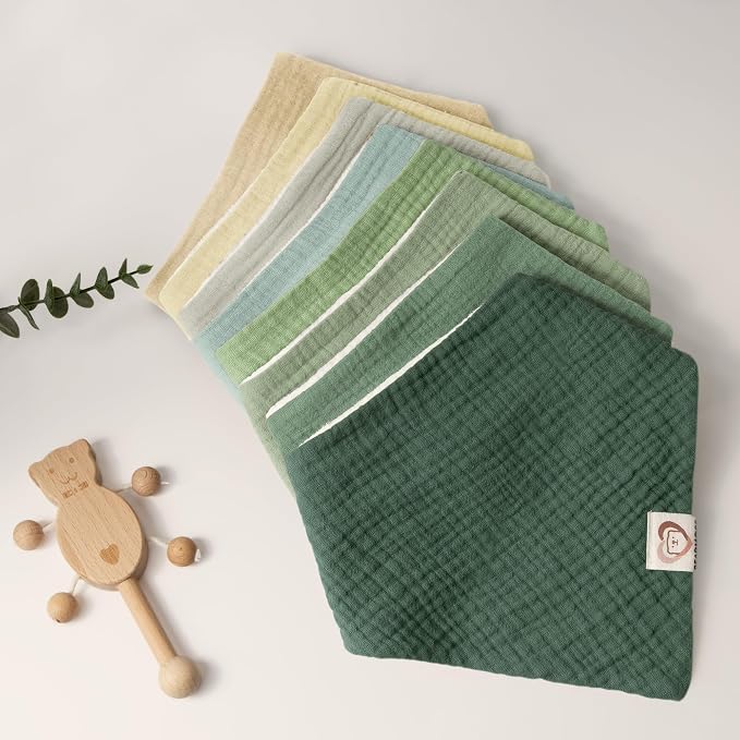 Bearmoss Muslin Baby Bibs 8 Pack Soft Bandana Bibs - Image 5