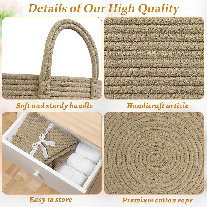 67L Storage Basket for Organizing, Cotton Rope Woven Blanket Basket, Toy - Image 8