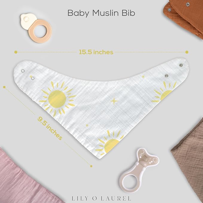 Muslin Baby bibs for drooling and teething, 100% cotton, Bibs for baby girl - Image 3