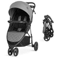 Evolur Breeze Stroller in Grey, Adjustable Backrest & Canopy, Compact Fold by Evolur